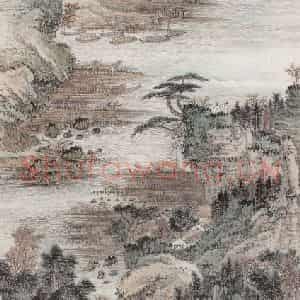 1940年 萧谦中《秋江平远图》国画山水工笔作品图片鉴赏