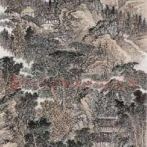 1940年 萧谦中《深山松竹图》国画山水工笔作品图片鉴赏