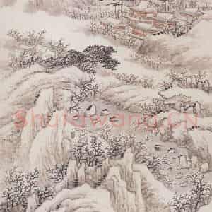1938年 萧谦中《万山飞雪》国画山水工笔作品图片鉴赏