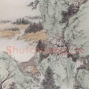 1934年 王梦白《情思在沙鸥》国画山水工笔作品图片鉴赏