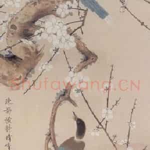 1943年 于非闇《疏影横斜 暗香浮动》国画花鸟工笔作品图片鉴赏