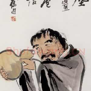 1947年 齐白石《铁拐李》国画人物写意作品图片鉴赏