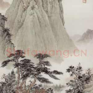 1923年 刘子久《松山溪流图》国画山水工笔作品图片鉴赏