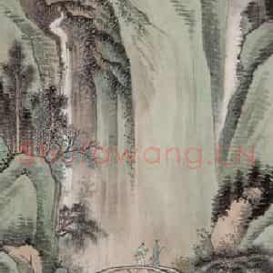 1925年 刘子久《青绿山水》国画山水工笔作品图片鉴赏