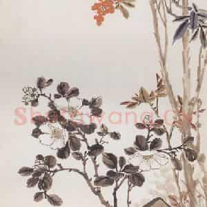 刘子久《天竹茶花图》国画花鸟写意作品图片鉴赏