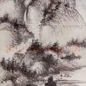 1923年 胡佩衡《千里暮山重叠翠》国画山水写意作品图片鉴赏