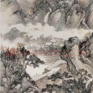 1928年 胡佩衡《一林霜秋九秋时》国画山水写意作品图片鉴赏