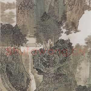 1936年 溥心畲《烟峦结夏》国画山水工笔作品图片鉴赏