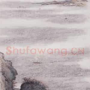 1959年 秦仲文《波撼岳阳城》国画山水写意作品图片鉴赏