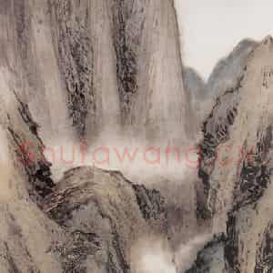 1958年 秦仲文《华山风景图》国画山水写意作品图片鉴赏