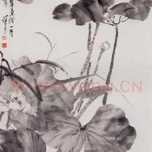 汪慎生《墨荷》国画花鸟写意作品图片鉴赏