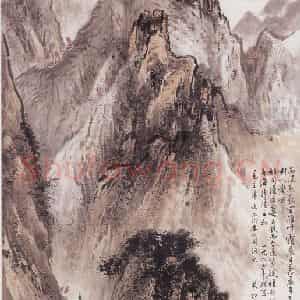 1964年 关松房《毛泽东忆秦娥·娄山关词意》国画山水写意作品图片鉴赏