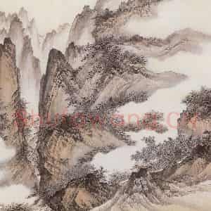 1953年 惠孝同《崂山图》国画山水工笔作品图片鉴赏