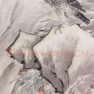 1946年 王雪涛《喜鹊苍鹰》国画花鸟写意作品图片鉴赏