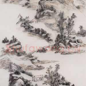 1944年 黄宾虹《湖舍清秋》国画山水写意作品图片鉴赏