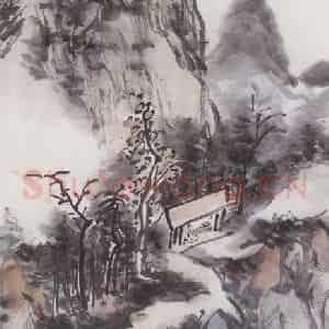 1944年 黄宾虹《溪山深处》国画山水写意作品图片鉴赏