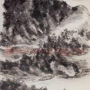 1944年 黄宾虹《仿宋元笔意》国画山水写意作品图片鉴赏