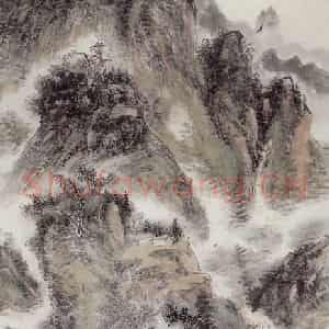 1944年 黄宾虹《雨荒山翠图》国画山水写意作品图片鉴赏