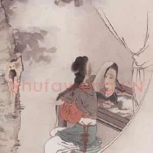 王叔晖《梧桐仕女》国画人物工笔作品图片鉴赏