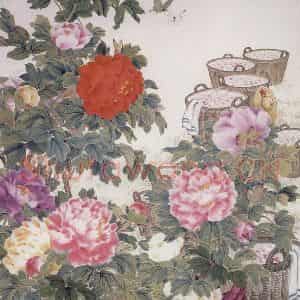 1973年 钟质夫《春深采药忙》国画花鸟工笔作品图片鉴赏