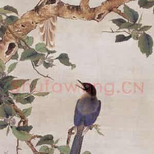 田世光《双膝图》国画花鸟工笔作品图片鉴赏
