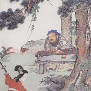 黄均《停琴听阮》国画人物工笔作品图片鉴赏