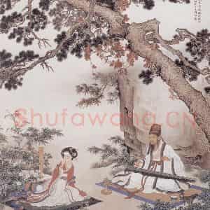 1978年 黄均《文姬辨琴图》国画人物工笔作品图片鉴赏