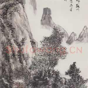 1947年 黄宾虹《青城山中》国画山水写意作品图片鉴赏