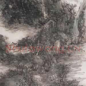 1947年 黄宾虹《扶栏观鱼》国画山水写意作品图片鉴赏