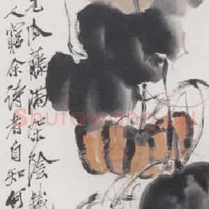 1926年 齐白石《螳螂吊瓜》国画花鸟写意作品图片鉴赏