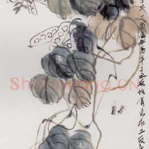 1926年 齐白石《蟋蟀豆荚》国画花鸟写意作品图片鉴赏