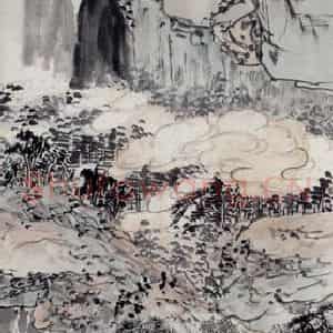 1921年 陈师曾《嶙峋青山半流泉》国画山水写意作品图片鉴赏