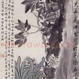 1923年 陈师曾《群仙祝寿》国画花鸟写意作品图片鉴赏