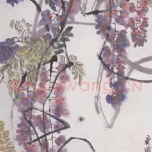 1927年 齐白石《蜜蜂藤萝》国画花鸟写意作品图片鉴赏