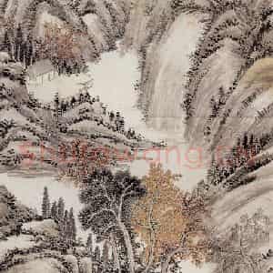 1928年 姚华《枫叶秋红》国画山水写意作品图片鉴赏