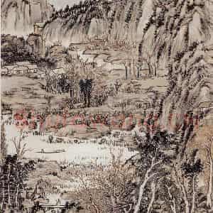 1923年 姚华《杖藜扶我过桥东》国画山水写意作品图片鉴赏