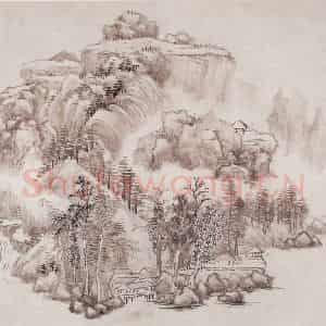 1908年 金城《仿古山水册》国画山水工笔作品图片鉴赏