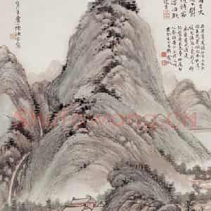 1923年 金城《仿陈汝言山水图》国画山水工笔作品图片鉴赏