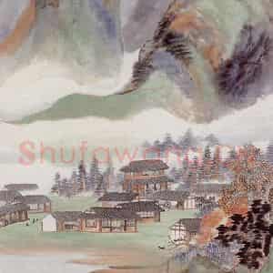 1924年 金城《秋山雨后》国画山水工笔作品图片鉴赏