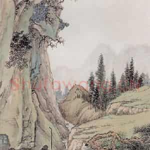 金城《听泉图》国画山水工笔作品图片鉴赏