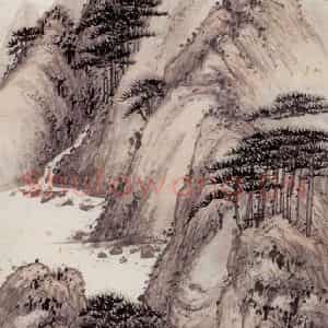 清代 汤涤《一舸下清溪》国画山水工笔作品图片鉴赏