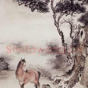溥雪斋《控马图》国画花鸟工笔作品图片鉴赏