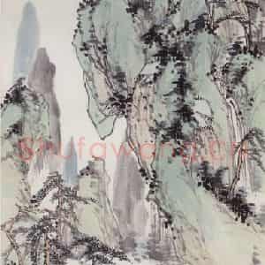 余绍宋《仿蓝瑛笔意》国画山水工笔作品图片鉴赏