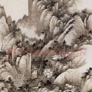 1922年 萧谦中《仿大痴山水》国画山水工笔作品图片鉴赏