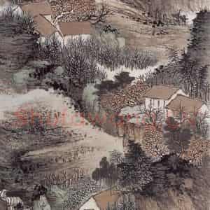 1929年 萧谦中《溪山访友图》国画山水工笔作品图片鉴赏