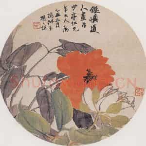 1865年 赵之谦《牡丹》国画花鸟画作品图片鉴赏