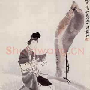 1870年 任伯年《吹箫引凤图》国画人物画作品图片鉴赏