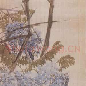 1881年 任伯年《紫藤》国画花鸟画作品图片鉴赏