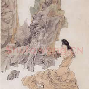 1888年 任伯年《女娲炼石图》国画人物画作品图片鉴赏