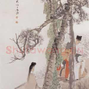 1888年 任伯年《玉局参禅图》国画人物画作品图片鉴赏
